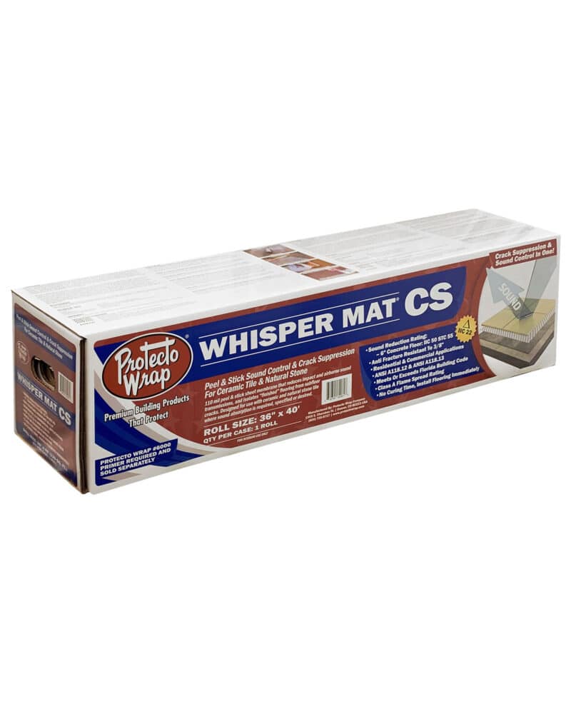 A picture of a box containing a roll of Whisper Mat CS.